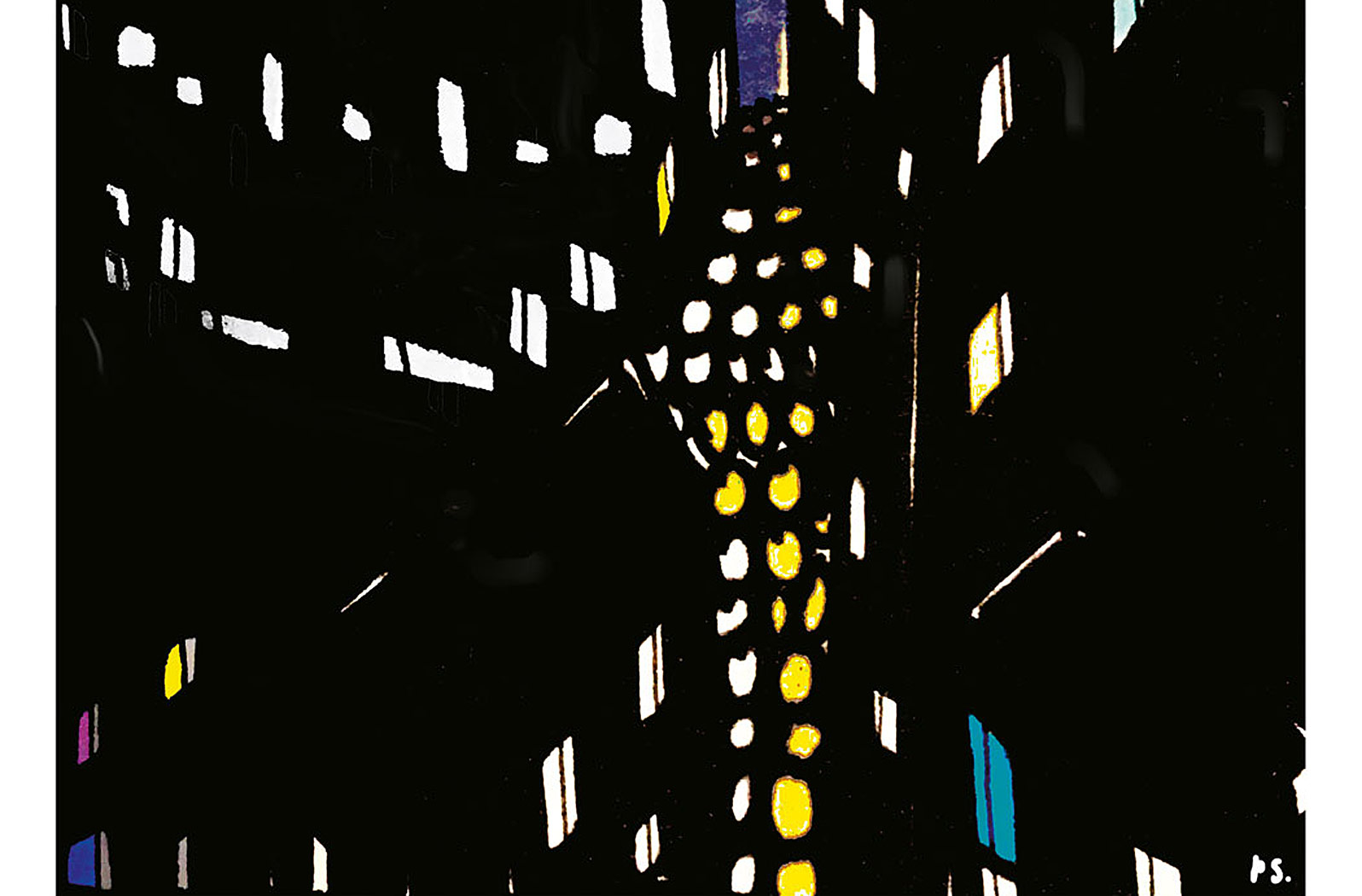 Ilustracja do wywiadu z "Polityki" – światła budynku na ciemnym tle